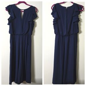 Eliza J Sleeveless Ruffled Cropped Wide Leg Palazzo Style Jumpsuit Size 4